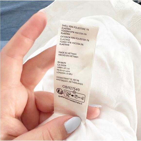 Anthropologie BHLDN Ingrid Stretch Mini Dress Off-Shoulder White Jacquard Size L - Picture 8 of 11